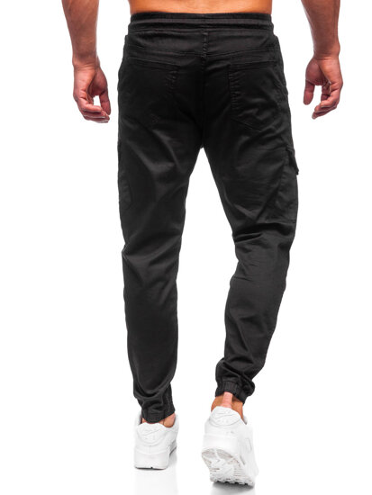 Pantalón jogger de tela cargo para hombre negro Bolf 384