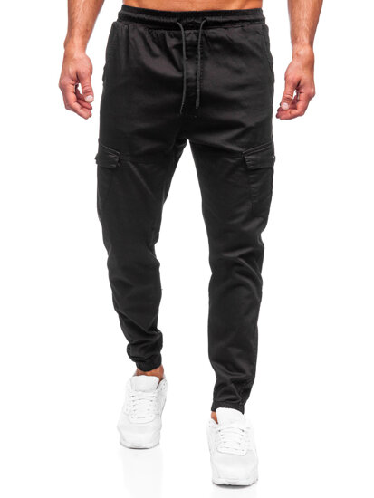 Pantalón jogger de tela cargo para hombre negro Bolf 384