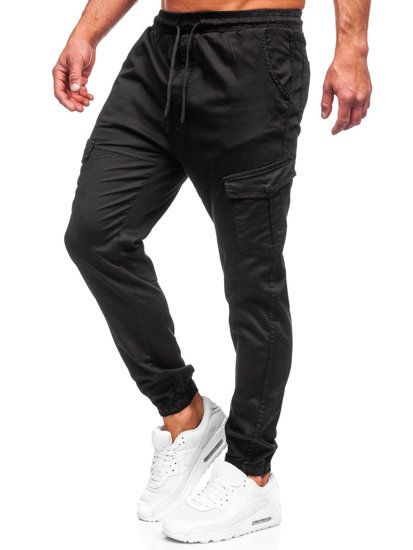 Pantalón jogger de tela cargo para hombre negro Bolf 384A