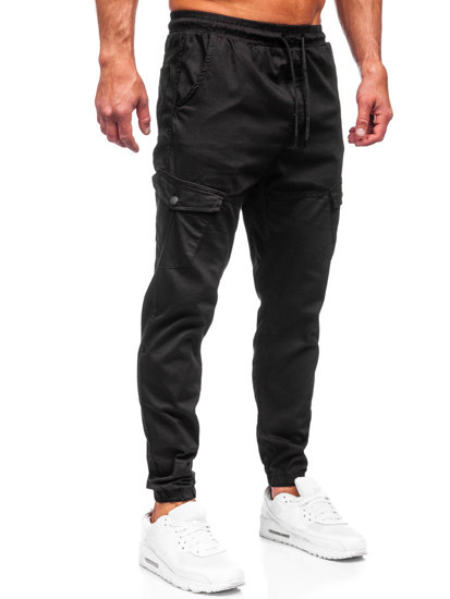 Pantalón jogger de tela cargo para hombre negro Bolf 384A