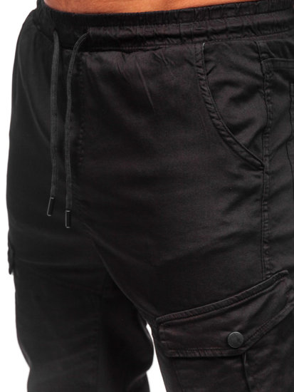 Pantalón jogger de tela cargo para hombre negro Bolf 384A