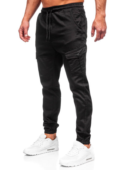 Pantalón jogger de tela cargo para hombre negro Bolf 384A