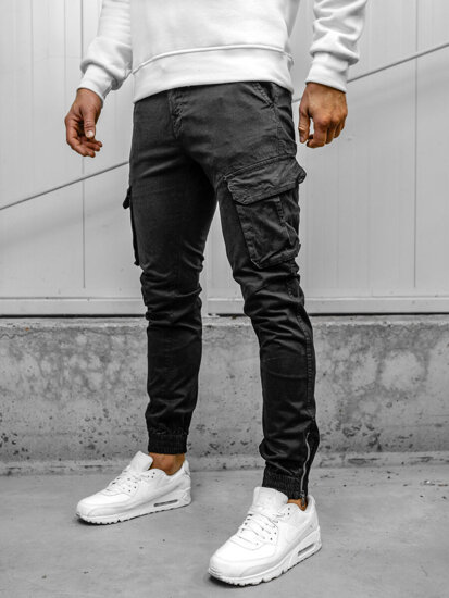 Pantalón jogger de tela cargo para hombre negro Bolf 77322A