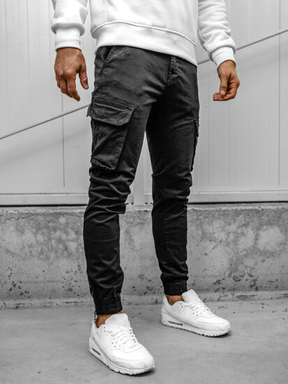 Pantalón jogger de tela cargo para hombre negro Bolf 77322A