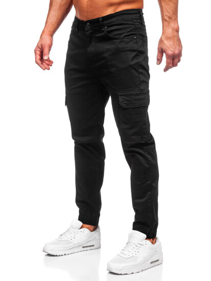 Pantalón jogger de tela cargo para hombre negro Bolf S201