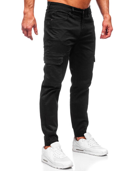 Pantalón jogger de tela cargo para hombre negro Bolf S201