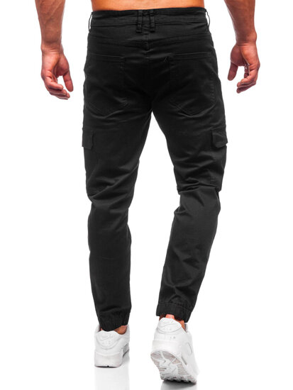 Pantalón jogger de tela cargo para hombre negro Bolf S201