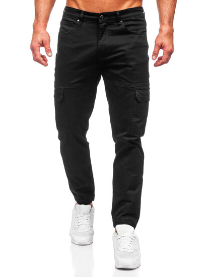 Pantalón jogger de tela cargo para hombre negro Bolf S201