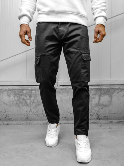 Pantalón jogger de tela cargo para hombre negro Bolf S201A