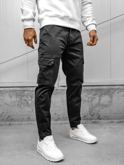 Pantalón jogger de tela cargo para hombre negro Bolf S201A