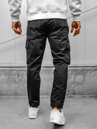 Pantalón jogger de tela cargo para hombre negro Bolf S201A