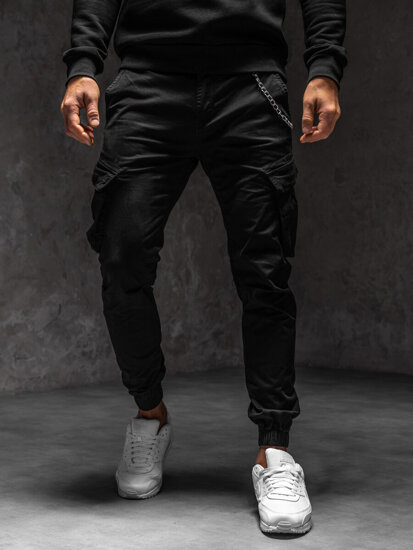 Pantalón jogger de tela cargo para hombre negro Bolf SK850