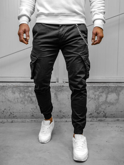 Pantalón jogger de tela cargo para hombre negro Bolf SK850A