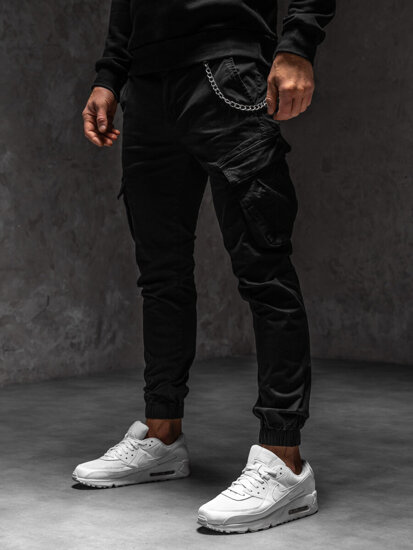 Pantalón jogger de tela cargo para hombre negro Bolf SK850B