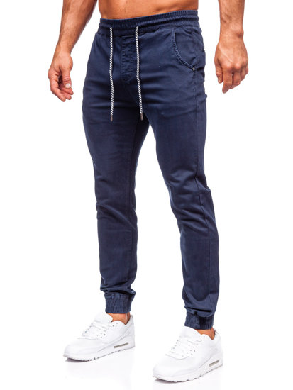 Pantalón jogger de tela para hombre azul oscuro Bolf KA6792