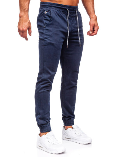 Pantalón jogger de tela para hombre azul oscuro Bolf KA6792