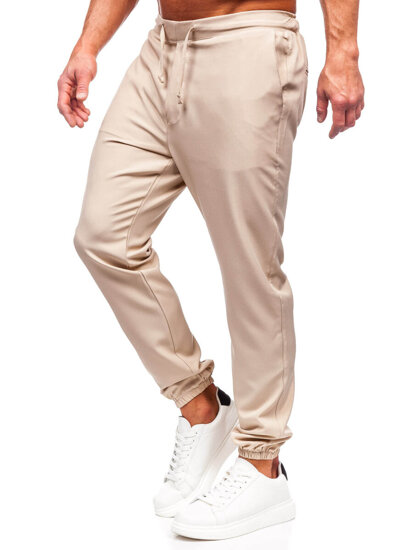 Pantalón jogger de tela para hombre beige Bolf 0065