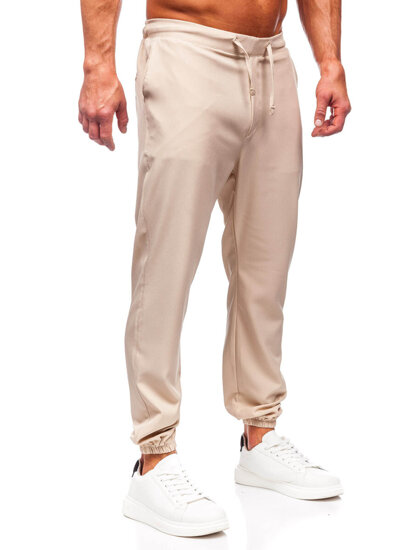 Pantalón jogger de tela para hombre beige Bolf 0065