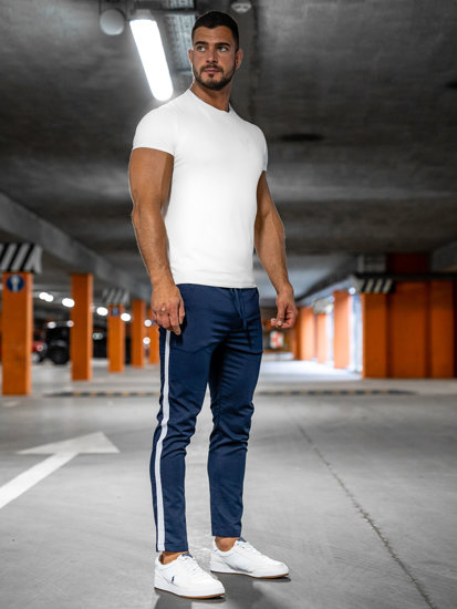 Pantalón jogger de tela para hombre color azul oscuro Bolf 0013