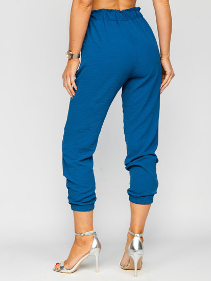 Pantalón jogger de tela para mujer azul Bolf W5076