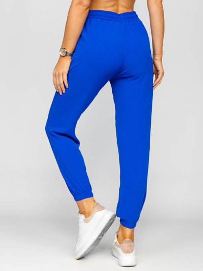 Pantalón jogger de tela para mujer azul medio Bolf W7322