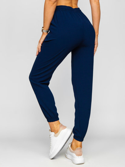 Pantalón jogger de tela para mujer azul oscuro Bolf W7322