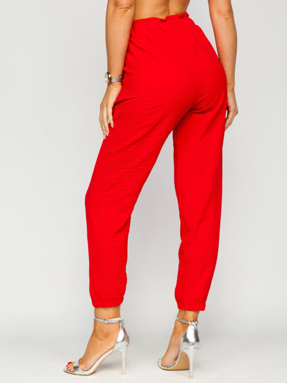 Pantalón jogger de tela para mujer rojo Bolf W5076