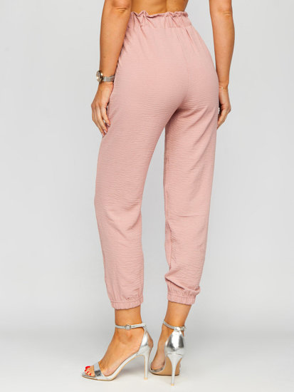 Pantalón jogger de tela para mujer rosa Bolf W5076