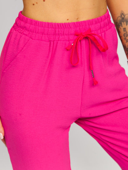 Pantalón jogger de tela para mujer rosa Bolf W7322