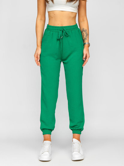 Pantalón jogger de tela para mujer verde Bolf W7322