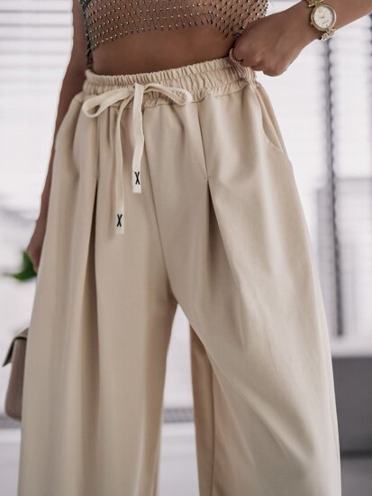 Pantalón joggers de tela aladino para mujer beige Bolf 62405