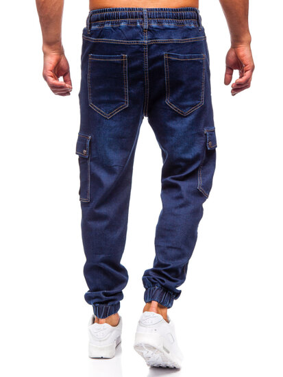 Pantalón vaquero cargo jogger para hombre azul oscuro Bolf 8113