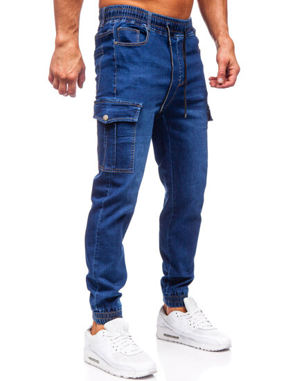 Pantalón vaquero cargo jogger para hombre azul oscuro Bolf 8123