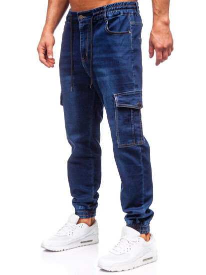 Pantalón vaquero cargo jogger para hombre azul oscuro Bolf 8132