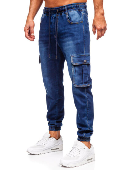 Pantalón vaquero de jogger cargo para hombre azul oscuro Bolf 8166