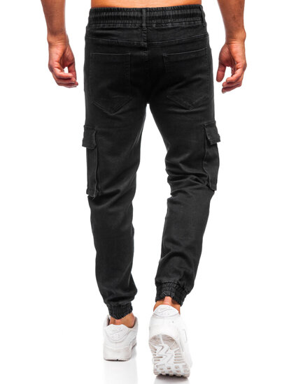 Pantalón vaquero de jogger cargo para hombre negro Bolf 8165