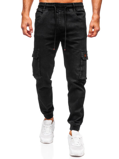 Pantalón vaquero de jogger cargo para hombre negro Bolf 8165