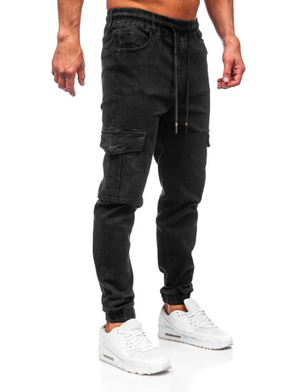 Pantalón vaquero jogger cargo para hombre negro Bolf 8129