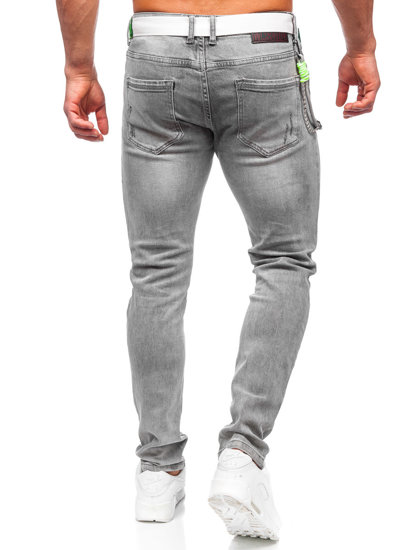 Pantalón vaquero slim fit con cinturón para hombre grafito Bolf KX953