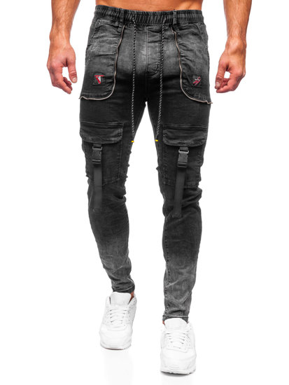 Pantalón vaquero tipo cargo para hombre negro Bolf TF167