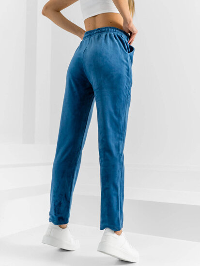 Pantalón velour de chándal para mujer azul Bolf W7626