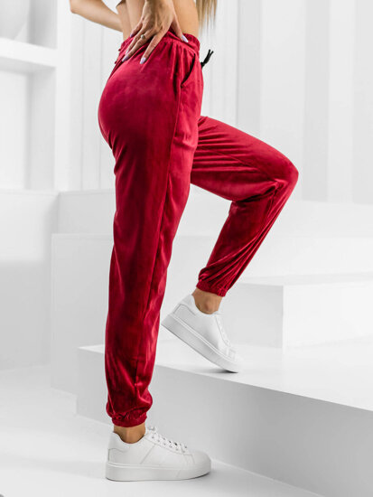 Pantalón velour de chándal para mujer burdeos Bolf HL241