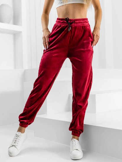 Pantalón velour de chándal para mujer burdeos Bolf HL241