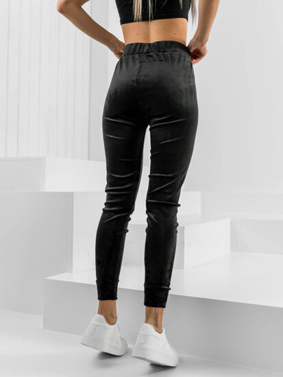 Pantalón velour de chándal para mujer negro Bolf HL467