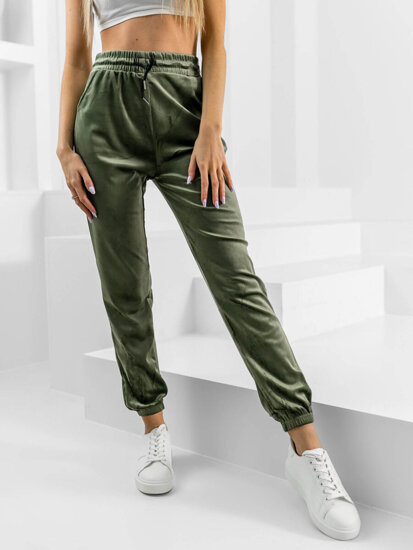 Pantalón velour de chándal para mujer verde Bolf HL241