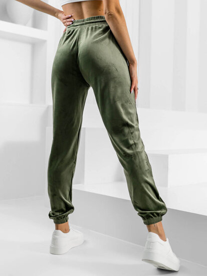 Pantalón velour de chándal para mujer verde Bolf HL241