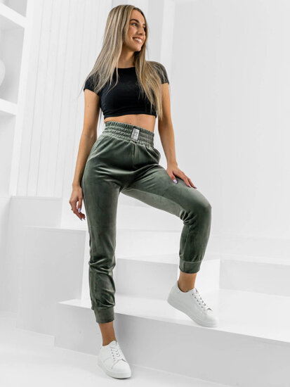 Pantalón velour de chándal para mujer verde Bolf W7685