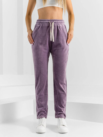 Pantalón velour de chándal para mujer violeta Bolf W7626