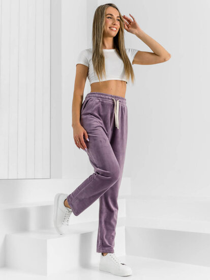 Pantalón velour de chándal para mujer violeta Bolf W7626