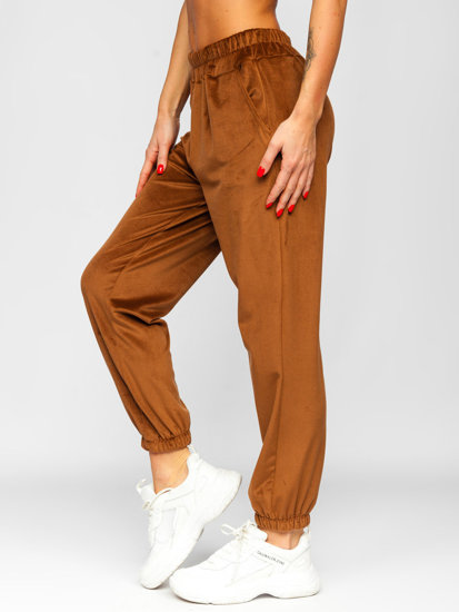 Pantalón velur de chándal para mujer marrón Bolf 3840